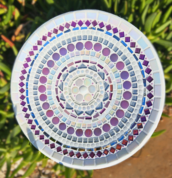 Colourful mosaic dish.