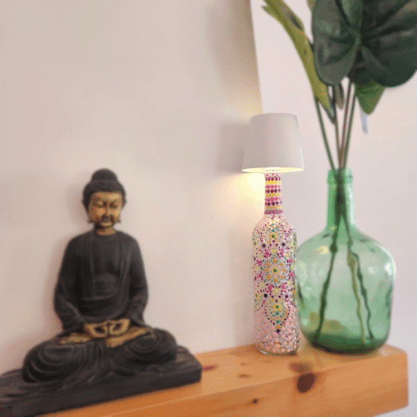 Decorative dotted bottle lamp.