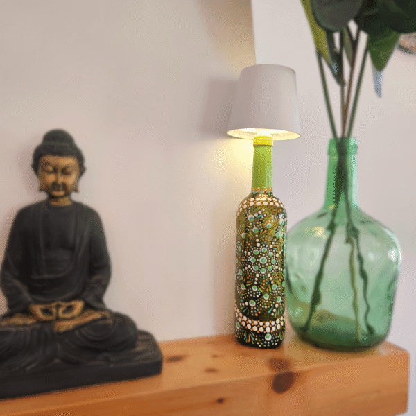 Decorative dotted bottle lamp.