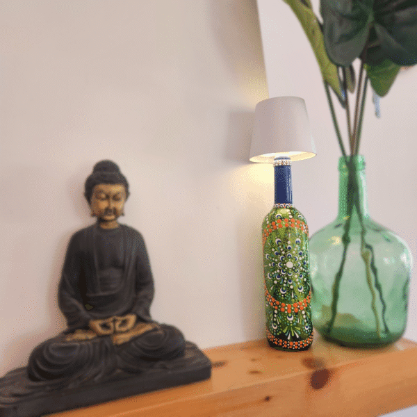 Decorative dotted bottle lamp.