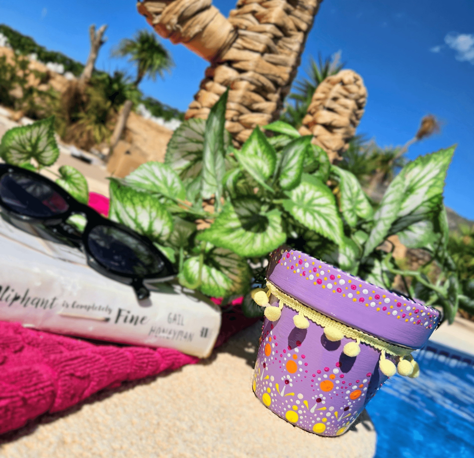 Decorative dotted plant-pot.