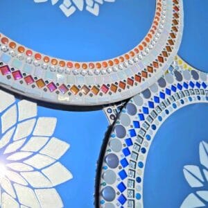 mosaic mirrors with etching.