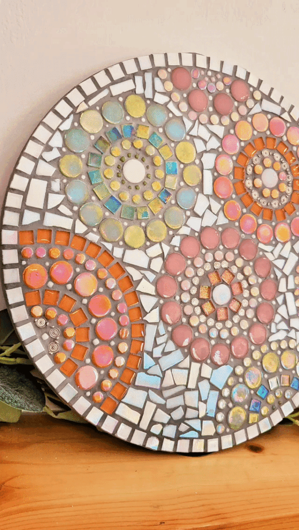 Colourful mosaic wall decor.