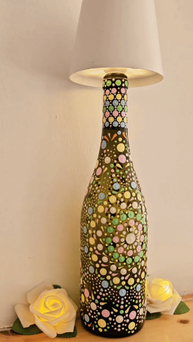 Decorative dotted bottle lamp.