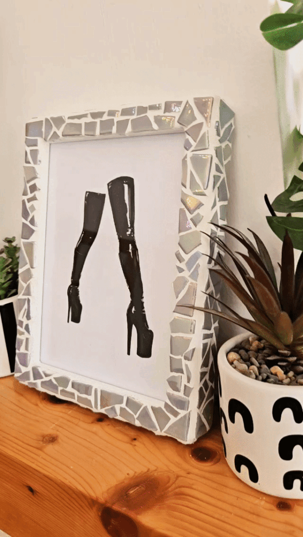 Iridescent mosaic photo-frame.