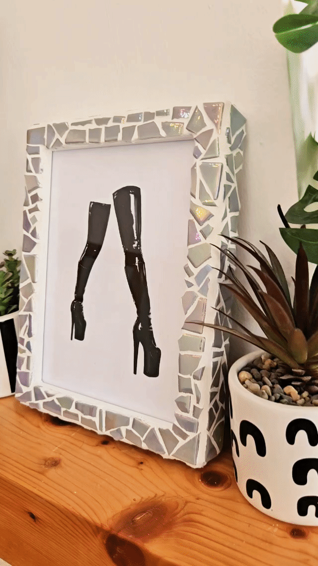 Iridescent mosaic photo-frame.