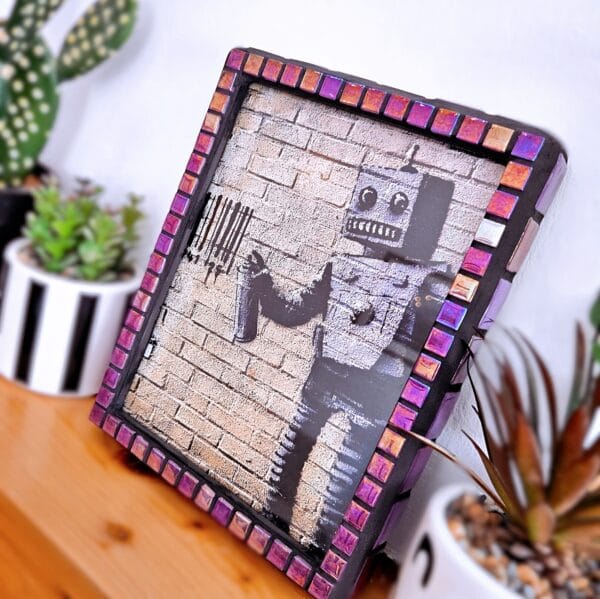 Iridescent mosaic photo-frame.