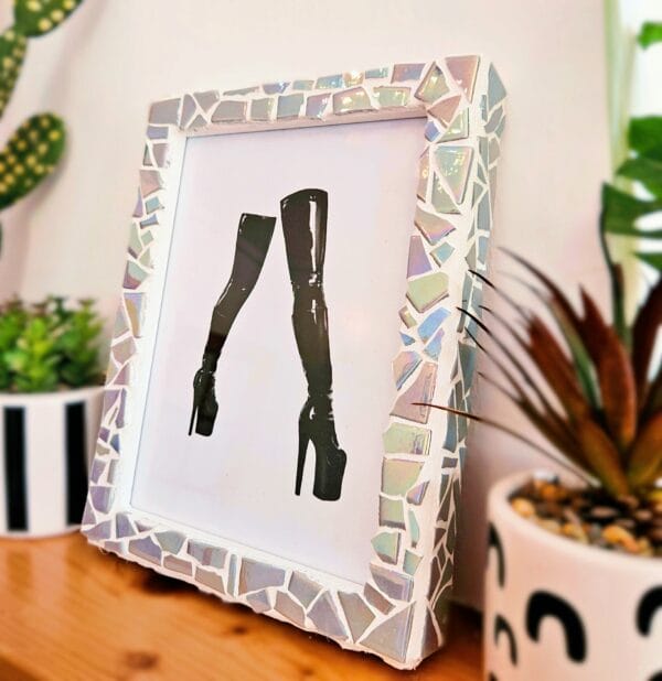 Iridescent mosaic photo-frame.