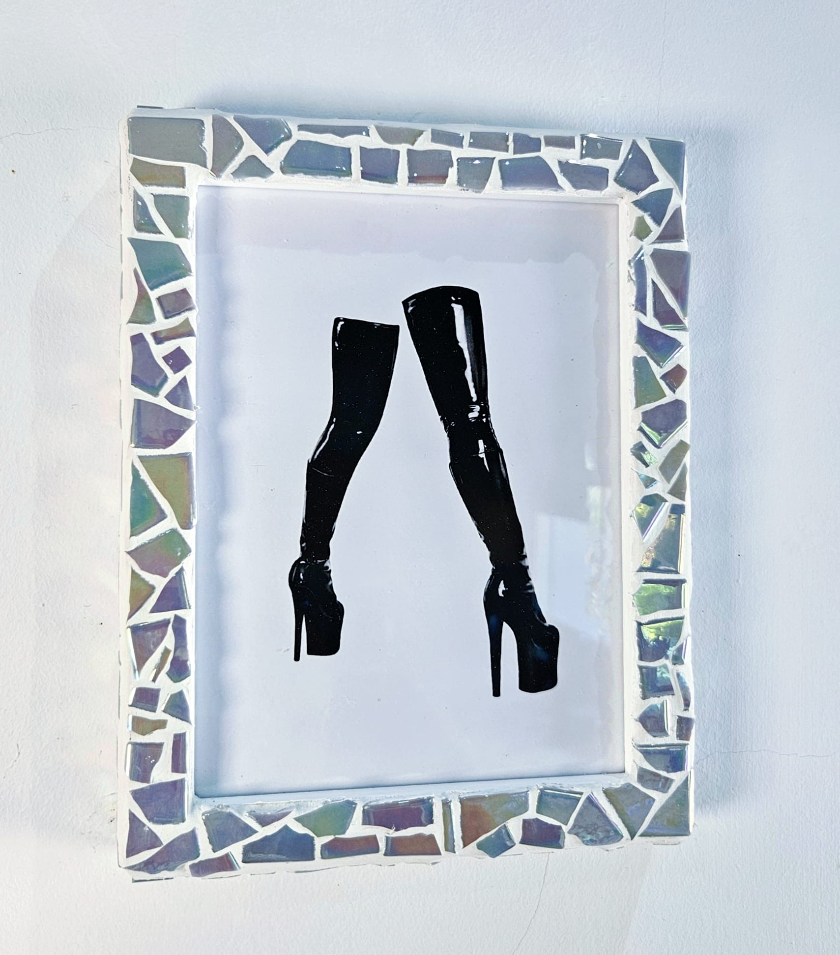 Iridescent mosaic photo-frame.