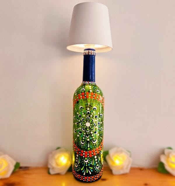 Decorative dotted bottle lamp.