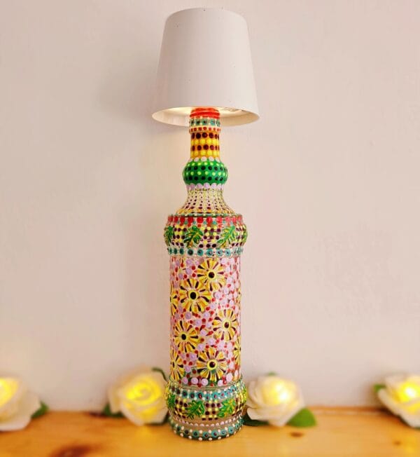 Decorative dotted bottle lamp.