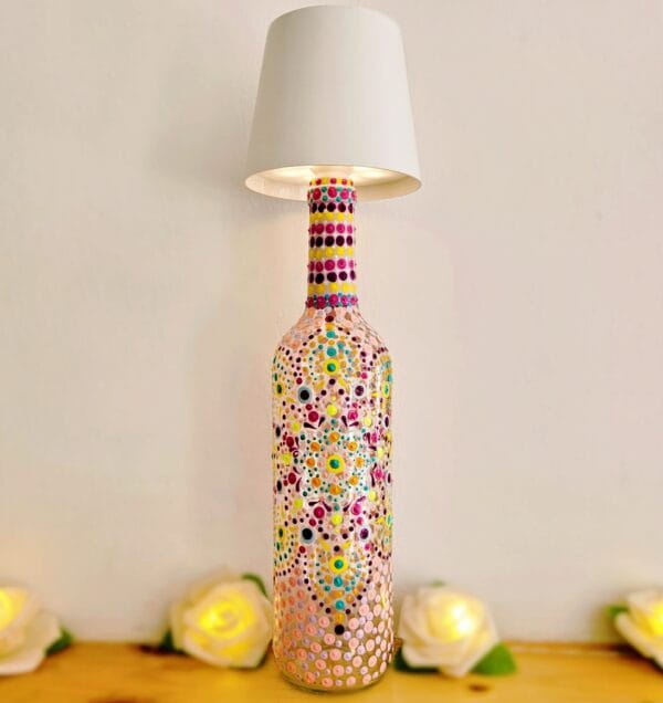 Decorative dotted bottle lamp.