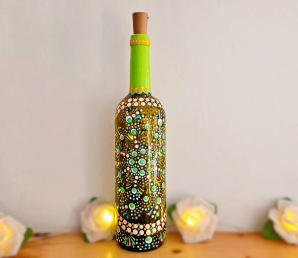 Decorative dotted bottle lamp.