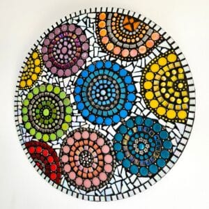Colourful mosaic wall decor.