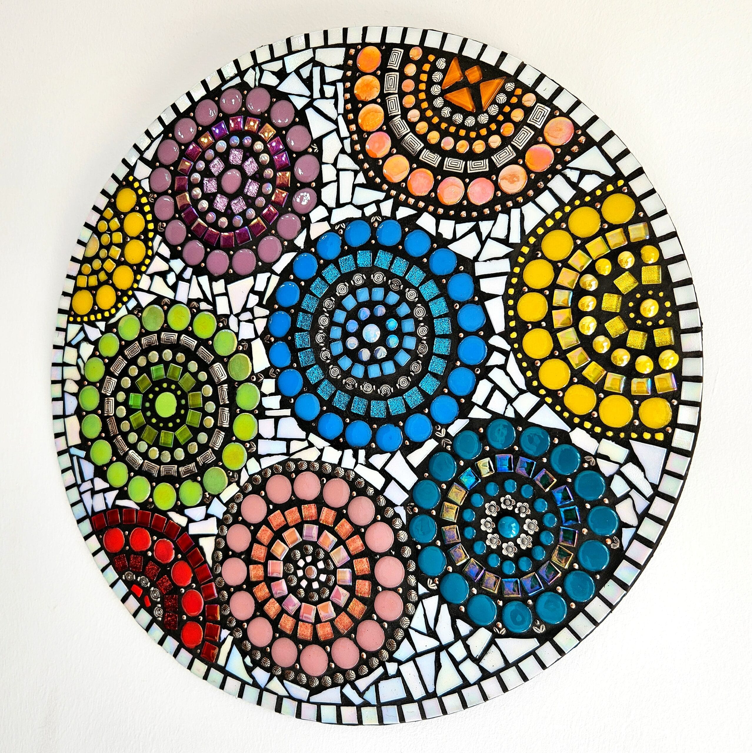Colourful mosaic wall decor.