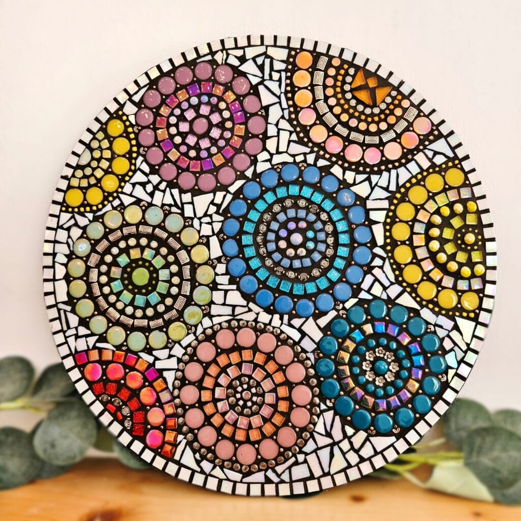 Colourful mosaic wall decor.