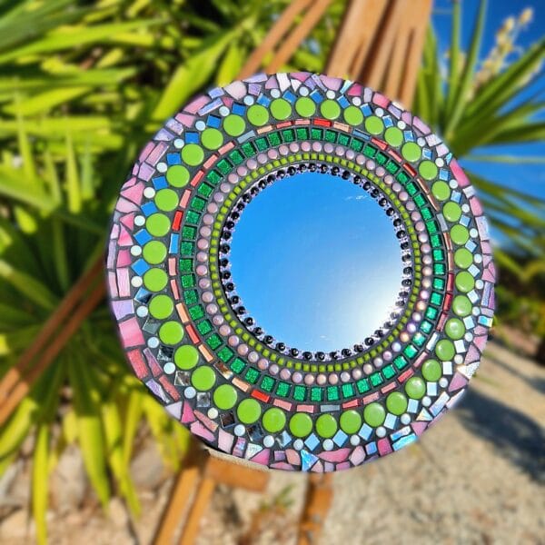Mosaic mirror with dotwork.