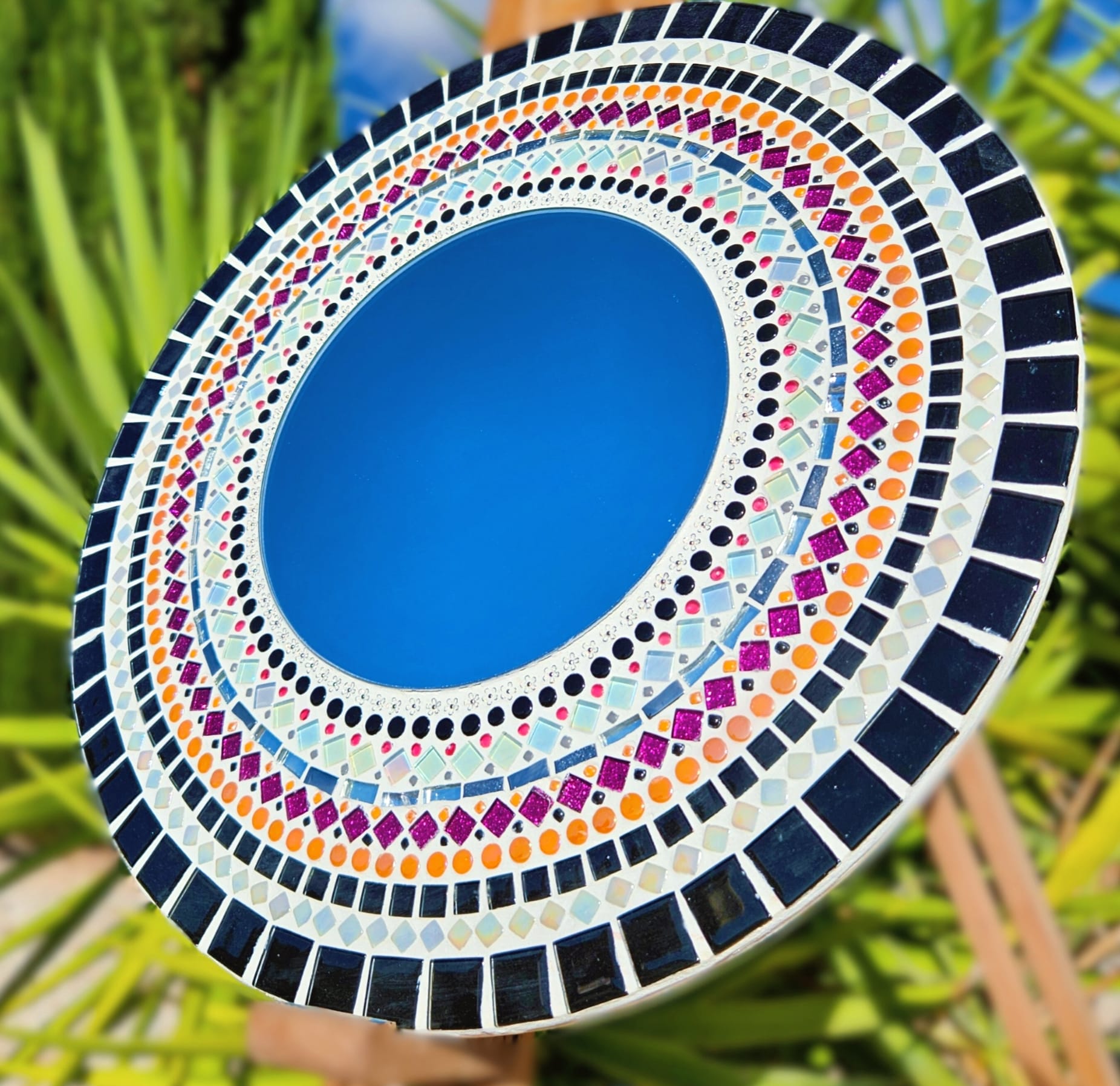 Black and white mosaic mirror.