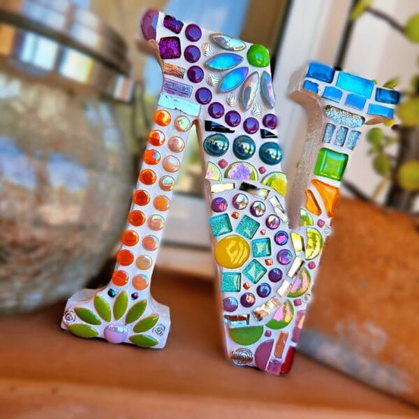 Decorative mosaic letter N.