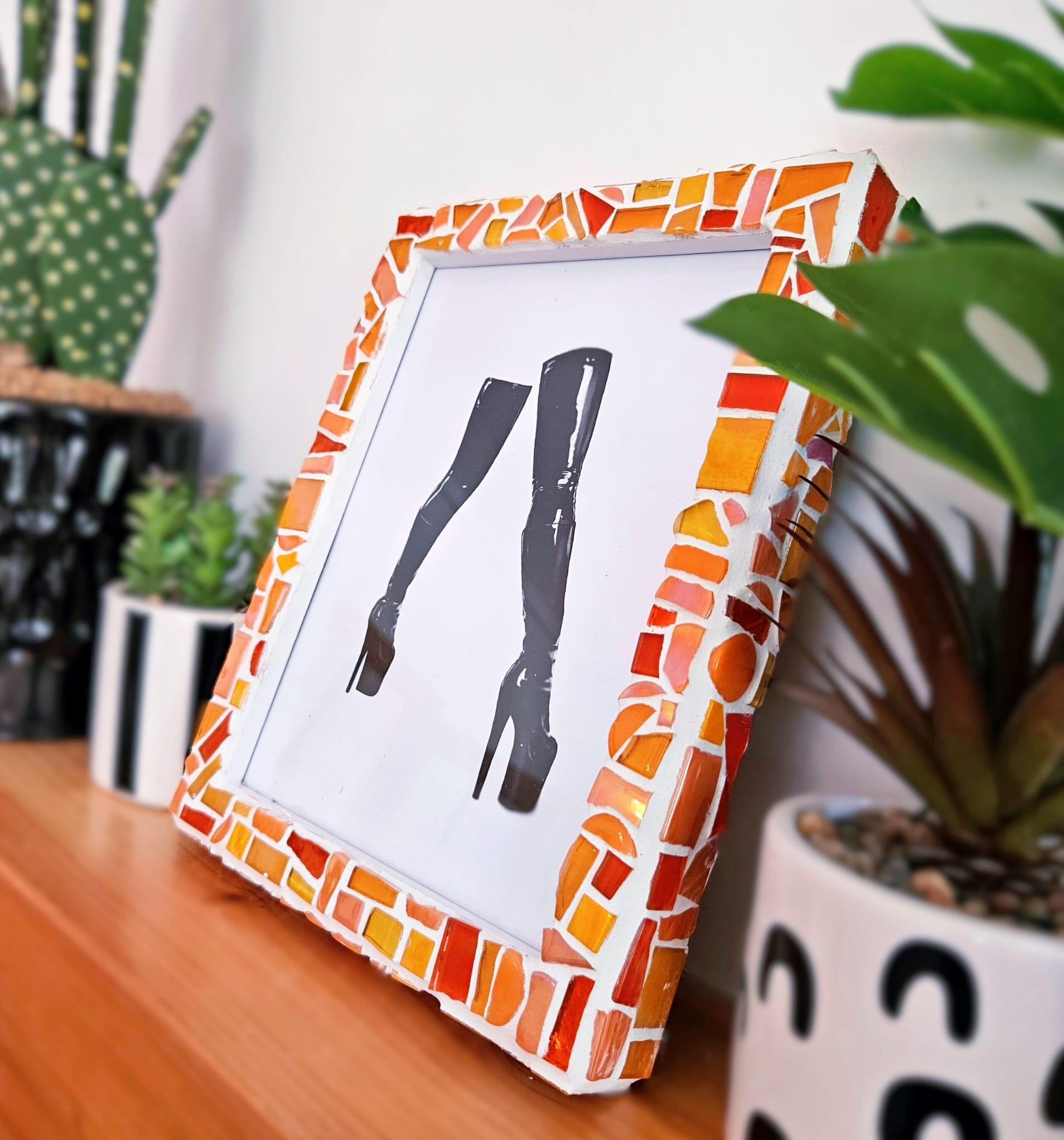 Iridescent mosaic photo-frame.