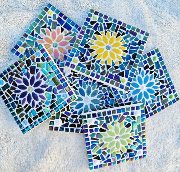 Decorative mosaic flower tiles.