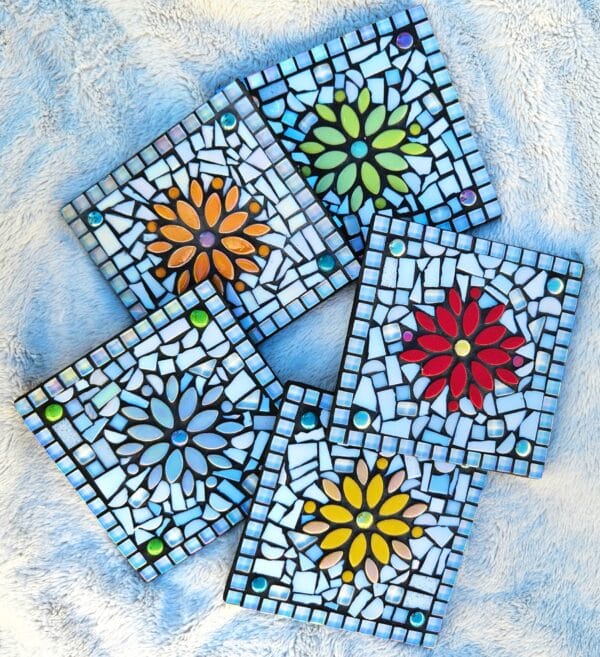 Decorative mosaic flower tiles.