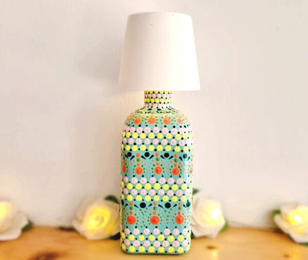 Colorful lamp with floral design