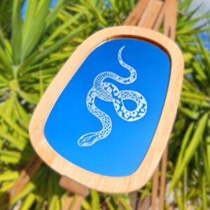 Etched snake mirror.