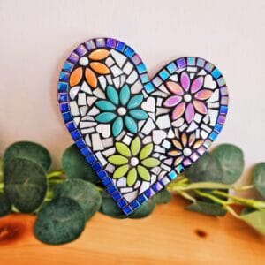 Mosaic colourful heart decor.