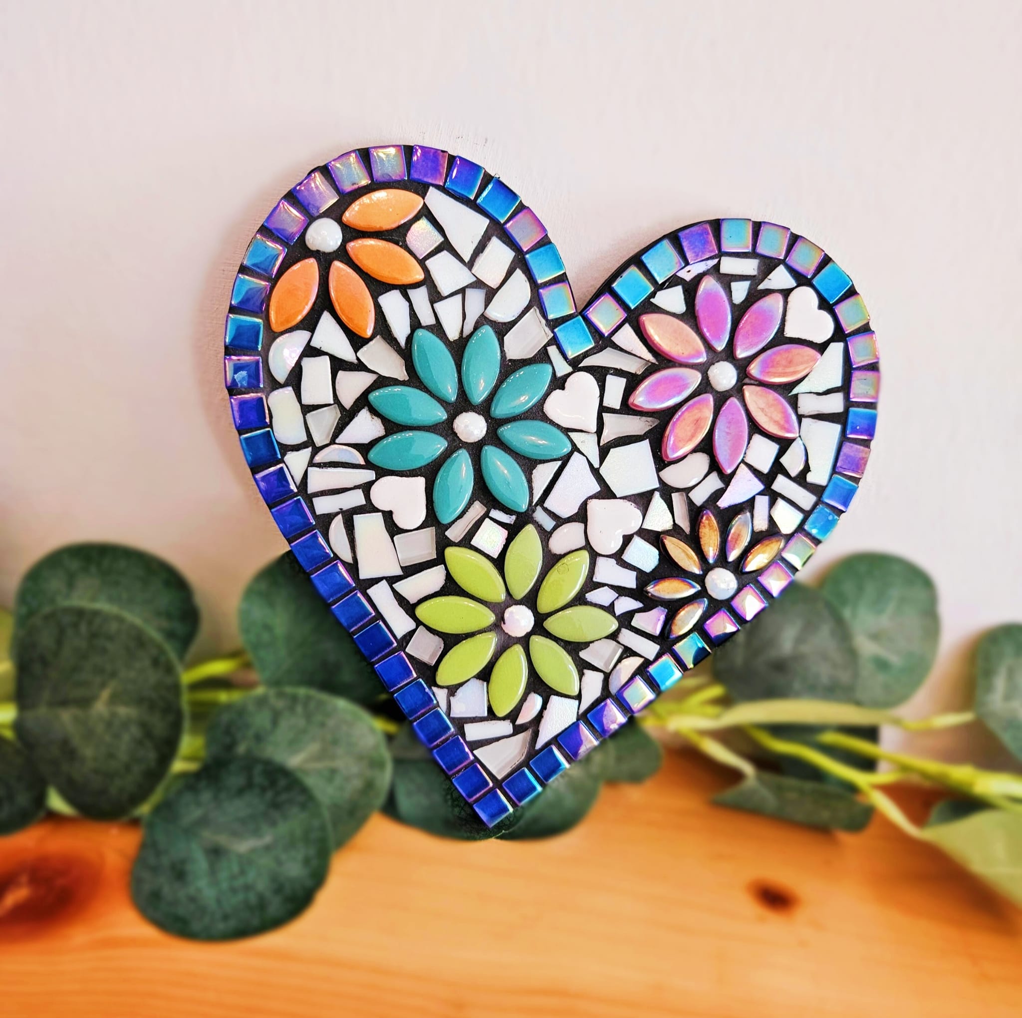 Mosaic colourful heart decor.
