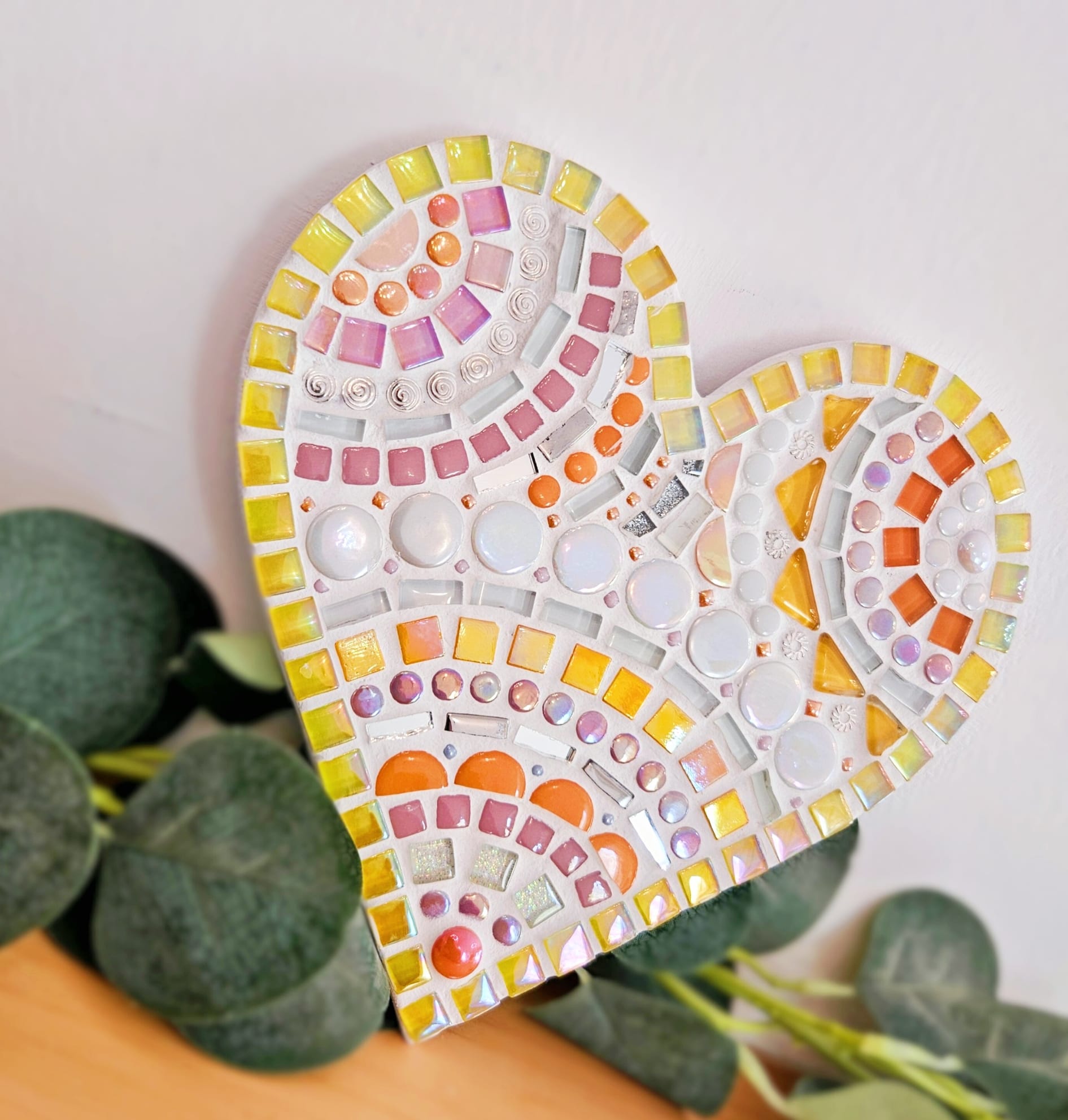 Mosaic colourful heart decor.