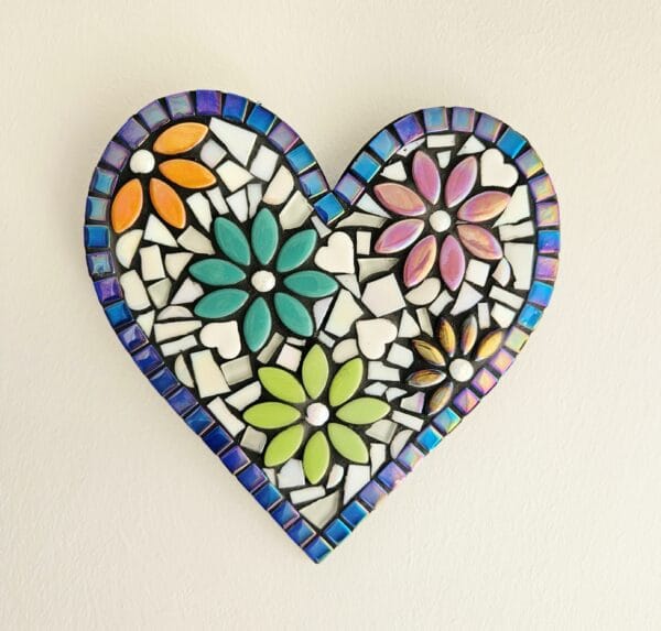 Mosaic colourful heart decor.