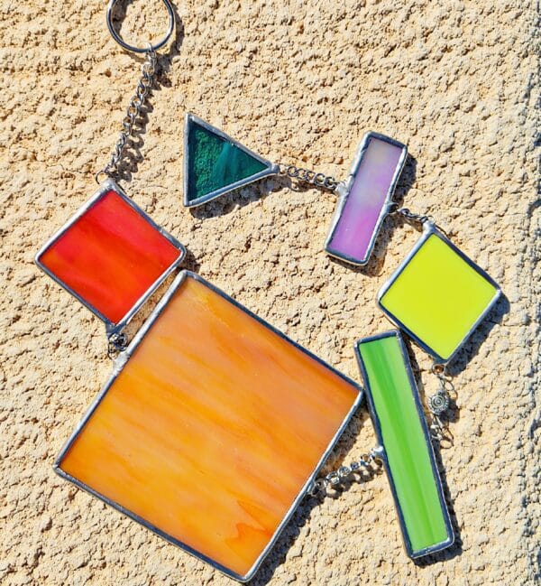 Colorful geometric stained glass suncatcher